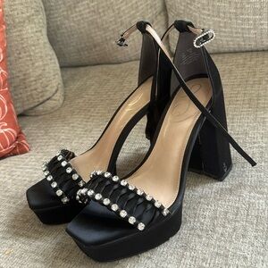 Sam Edelman - Platform Black Heels with Rhinestones